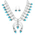 Navajo Turquoise Sterling Silver Squash Blossom Necklace Set JX130941
